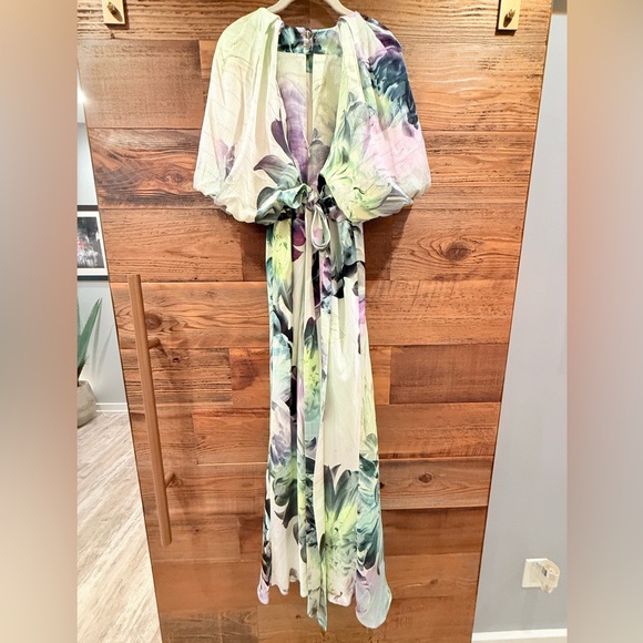 Karen Millen Multicolor Floral Maxi Dress w Puff Sleeves - Picture 11 of 13